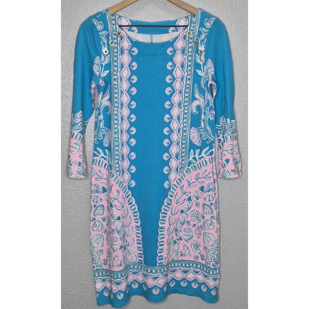 Lilly Pulitzer Tana Dress UPF 50 T Shirt Dress Sz Small Boat Neck 3/4 Sleeves